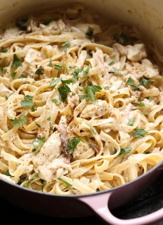 Crab Meat Alfredo with Asparagus